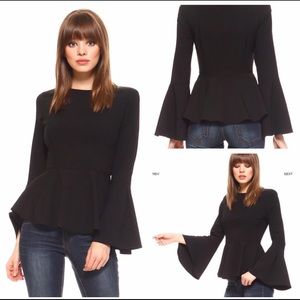 Bell Sleeve Peplum Bottom Top Size S